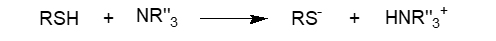 塩基によるメルカプチドイオンの生成の図